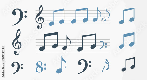 Musical Notes and Symbols on Staff.