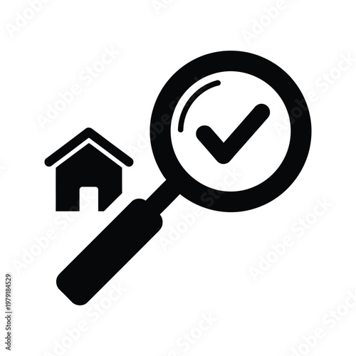 check mark inside magnifying glass symbolizing quality verification and attention to detail