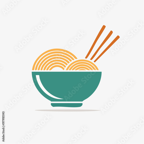 Fresh meal design featuring a vector illustration icon of a hot soup bowl with chopsticks and a dinner dish sign