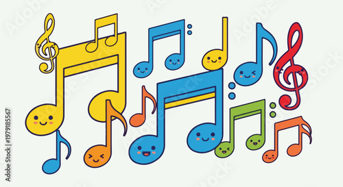 Colorful Music Notes and Symbols Illustration 11.