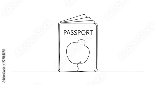 Minimalist passport icon with apple symbol, travel and identity concept