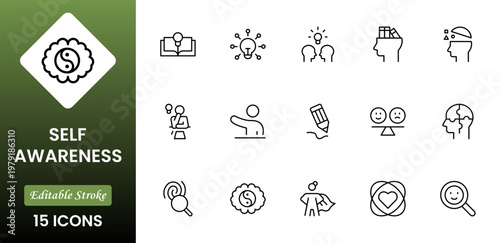 Self-Improvement icon collection set. Productivity, progress, management, user growth, decision making, transformation icon. Simple glyph vector collection