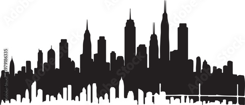 "City skyline silhouette vector illustration symbolizing urban architecture, modern life, and metropolitan design"