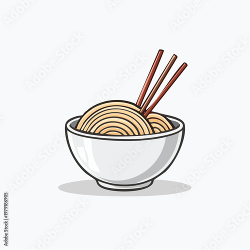 Delicious bowl of noodles with chopsticks, a classic and comforting Asian dish ready to be enjoyed