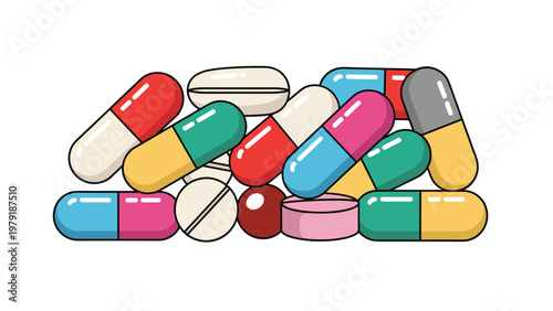 Large assortment of colorful medicinal pills and capsules piled together representing pharmaceutical healthcare and drug prescription concepts.