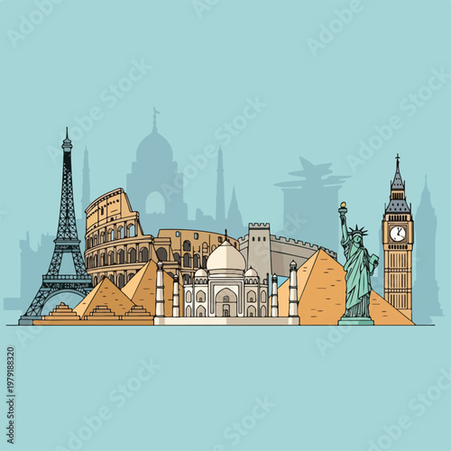 Famous landmarks of the world architecture.