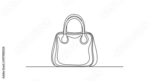 Minimalist Handbag Line Drawing, Continuous One Line Art, Fashion Accessory