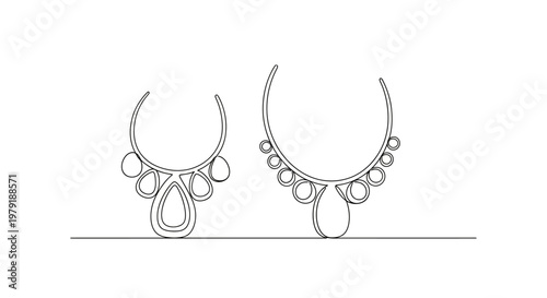 Minimalist Necklace Line Art: Elegant Jewelry Design, Two Styles