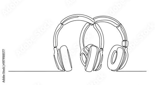 Minimalist Line Art Headphones: Modern Music Listening Icon