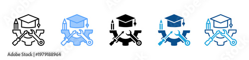 Vocational Training icon multiple style and collection