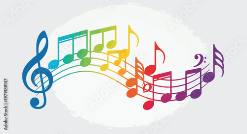 Colorful Music Notes and Treble Clef 2.