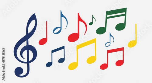 Colorful Music Notes and Treble Clef 5.