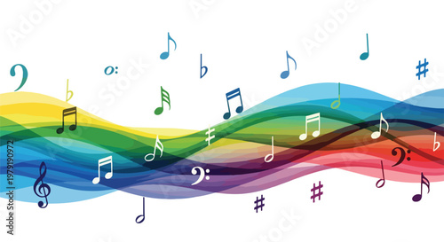 Colorful Music Notes Floating Freely 1.