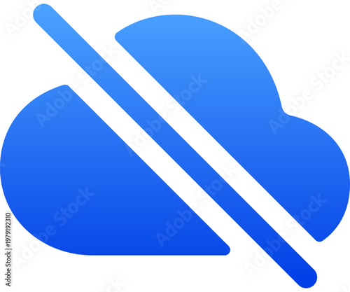 Blue cloud icon with a slash for offline and disconnected status