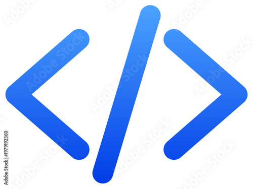 Minimalist blue coding slash icon for web development and software