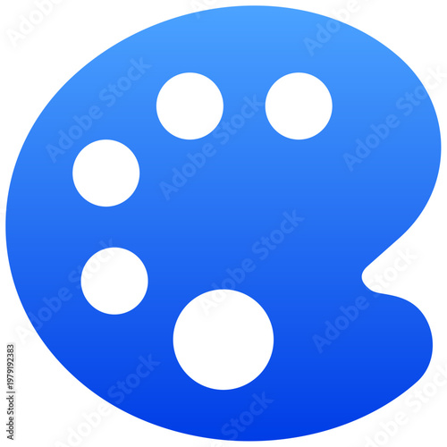 Solid blue artist palette icon for creative painting and design studio