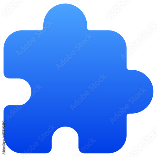 Solid blue jigsaw puzzle piece icon for business solution and logic