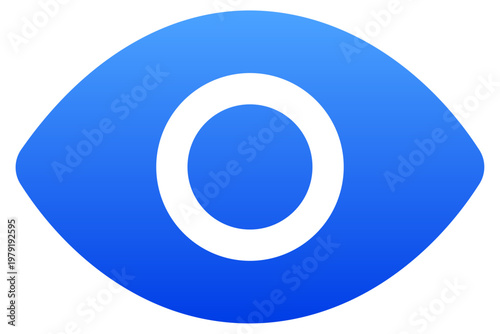 Minimalist blue eye icon for visibility and vision monitoring UI