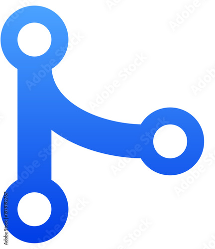 Blue git merge icon for version control and branch combination
