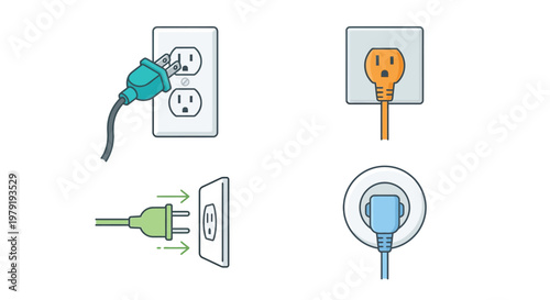 Electrical plugs and outlets a colorful illustration of connections