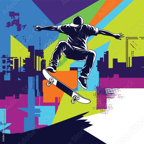 Man doing tricks on skateboard aerially.