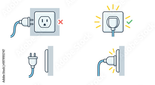 Electrical plug compatibility correct and incorrect connections shown