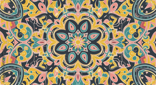 Vibrant colorful ornamental design pattern 1.
