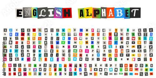 Ransom Note Alphabet Letters and Numbers for Anonymous Collage and Punk Design