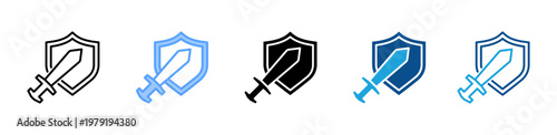 Defense icon multiple style and collection
