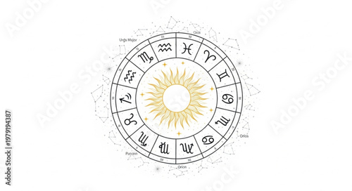 Astrology Zodiac Wheel Sun Symbol.