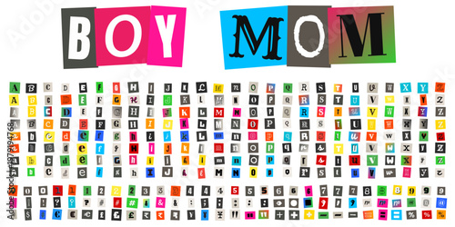 Ransom Note Style Alphabet for Boy Mom Scrapbooking and DIY Crafts