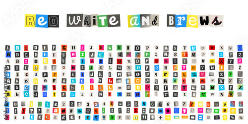 Red White and Brews Ransom Note Alphabet for Independence Day Party Invitations
