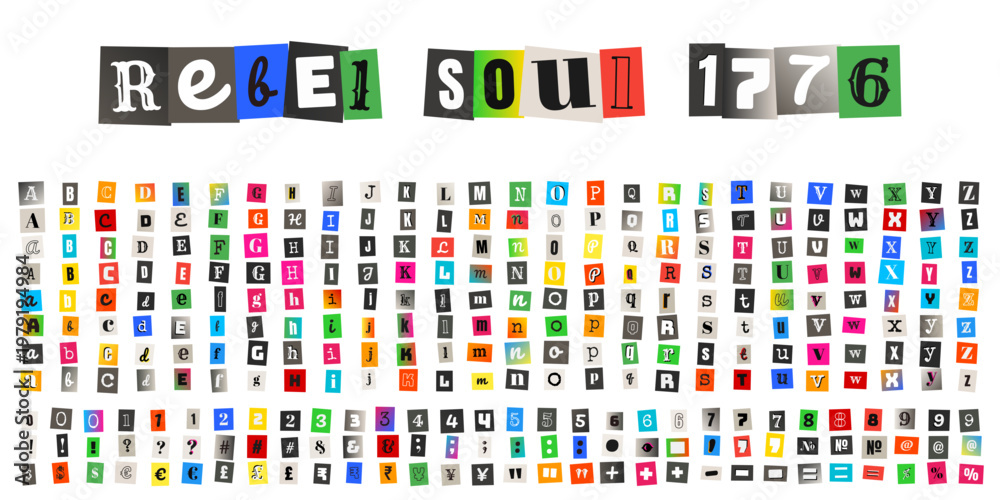 Ταπετσαρία Ransom Note Style Alphabet and Numbers for Punk Rock Music Poster Design