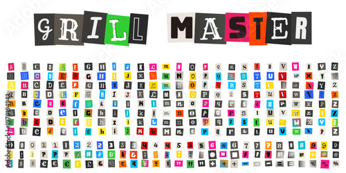 Ransom Note Style Alphabet and Numbers for Grill Master BBQ Party Invitation