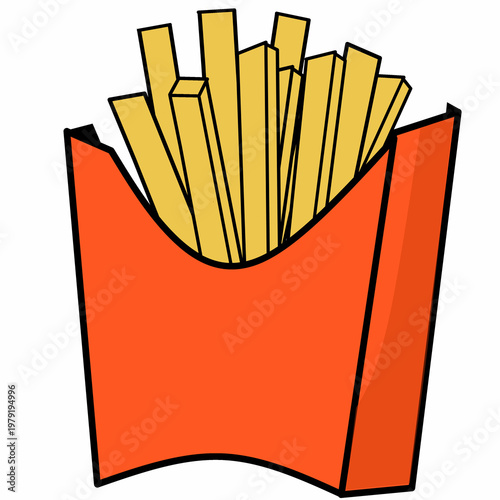 french fries box icon on white background