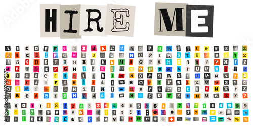 Ransom Note Style Alphabet for Creative Job Application and Resume Design