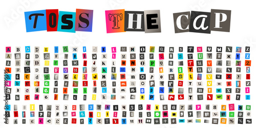 Ransom Note Style Alphabet for Anonymous Message and Kidnapping Note Design