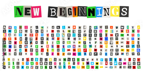 Anonymous Ransom Note Style Alphabet for New Beginnings Vision Board and Creative Collage Art