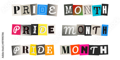 Pride Month Ransom Note Style Typography for LGBTQ Community Events and Activism
