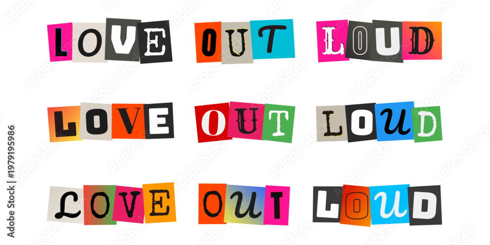 Φωτογραφία Love Out Loud Ransom Note Style Typography for LGBTQ Pride Month and Queer Activ