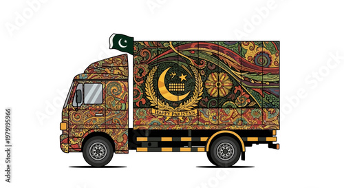 Decorated Pakistani Truck Art with Flag - Transport and Culture