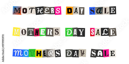 Mothers Day Sale Ransom Note Style Typography Graphics Set