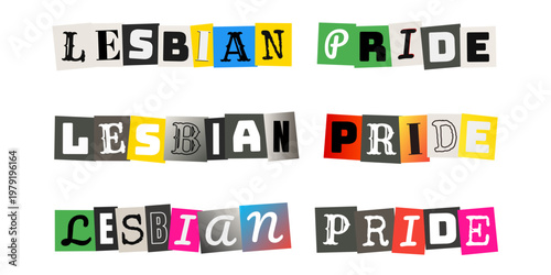 Lesbian Pride Ransom Note Typography, LGBTQ Identity Art, Queer Community Graphics