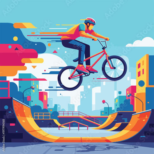 Man Riding a Bicycle in Air.