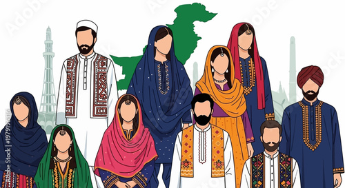 Diverse Pakistani People in Traditional Attire - Culture and Heritage