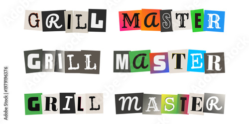 Grill Master Ransom Note Style Text for BBQ Party Invitations and Father's Day Graphics