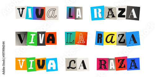 Viva La Raza Ransom Note Style Typography for Chicano Heritage and Latino Pride