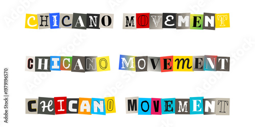 Chicano Movement Ransom Note Style Typography for Civil Rights Education
