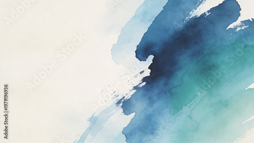 Soft watercolor swirls blend blue and teal hues