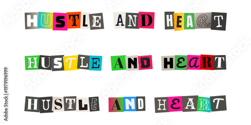 Hustle and Heart Ransom Note Typography for Entrepreneurial Motivation